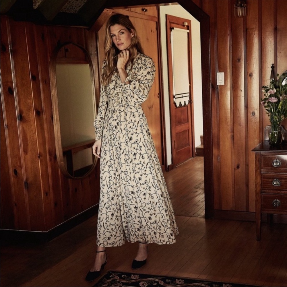 Doen Bonnie Dress- cream scroll print